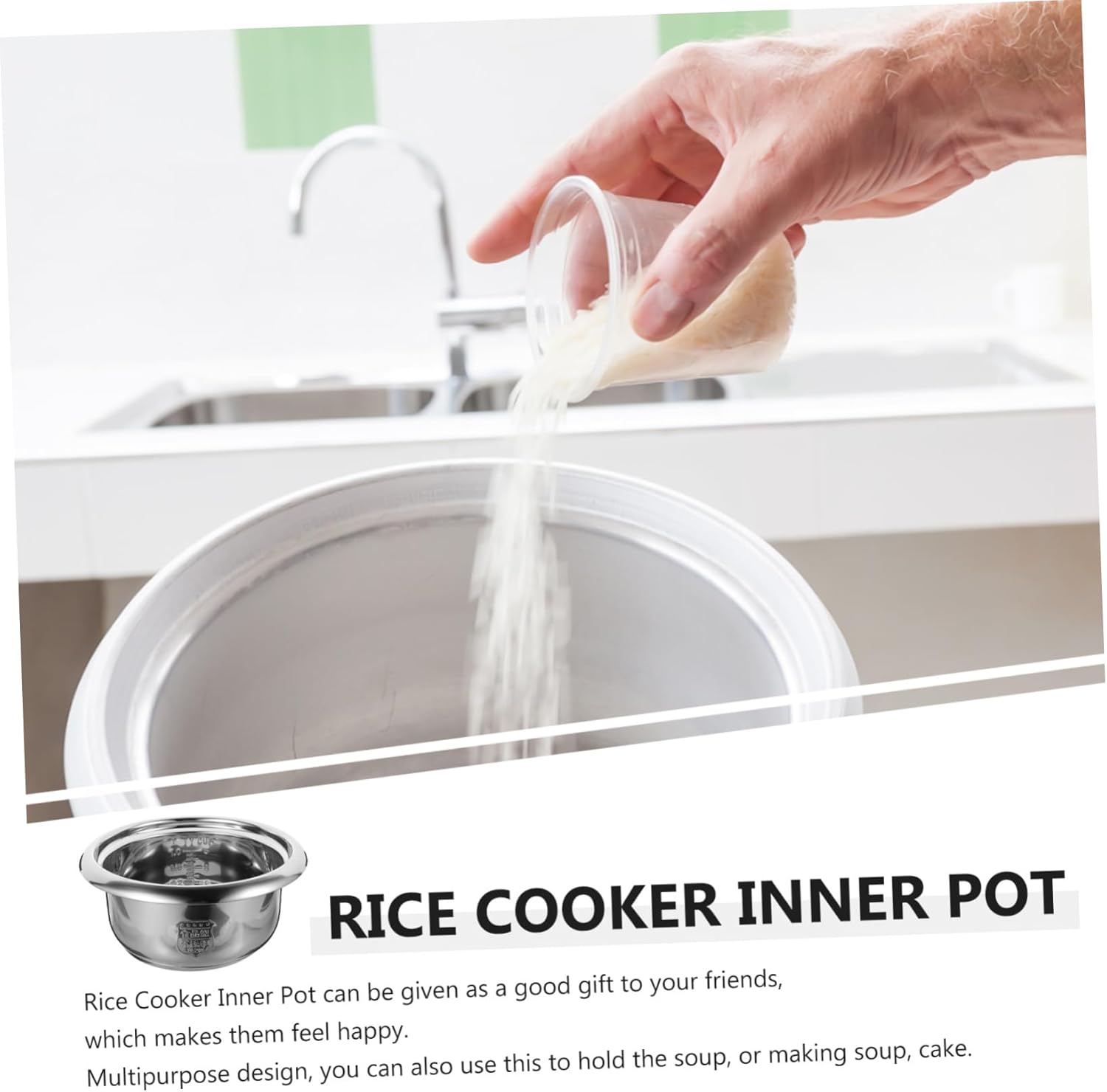 Revestimiento de olla de arroz Utensilios de cocina de acero inoxidable Accesorios japoneses Sartenes antiadherentes de acero inoxidable Olla de