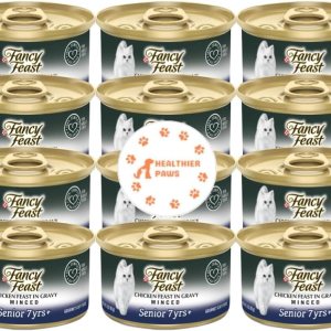 Fancy Feast – Alimento húmedo para gatos con alto contenido de proteínas, pollo picado en salsa para personas mayores, paquete de 12 latas (3 onzas) Fancy Feast – Alimento húmedo para gatos con alto contenido de proteínas, pollo picado en salsa para personas mayores, paquete de 12 latas (3 onzas)