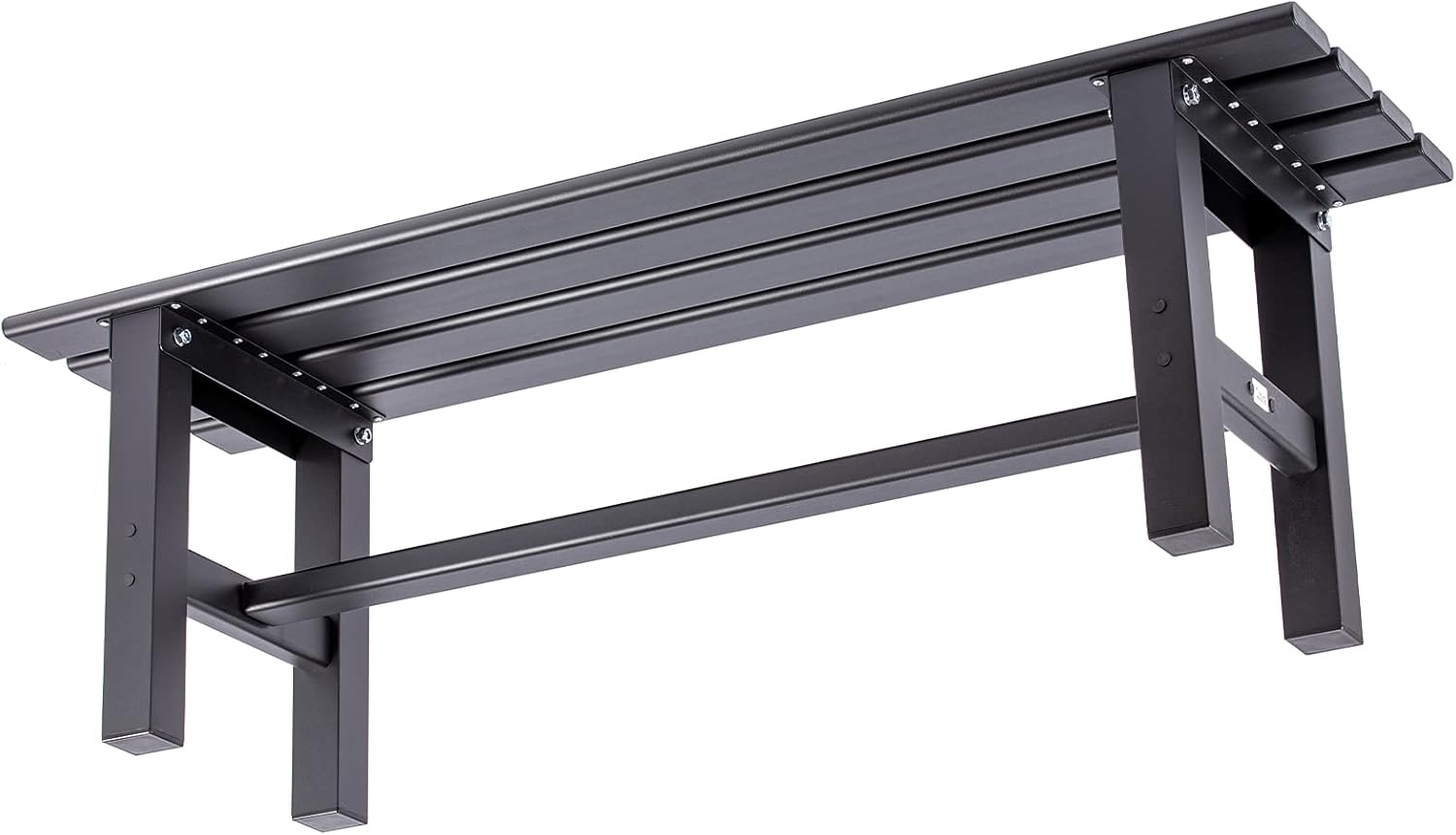 LoJok Banco de aluminio para patio al aire libre, color negro, 35.4 x 14.2 x 15.7 pulgadas, peso ligero (9.5 libras) de alta carga (300.7 libras),