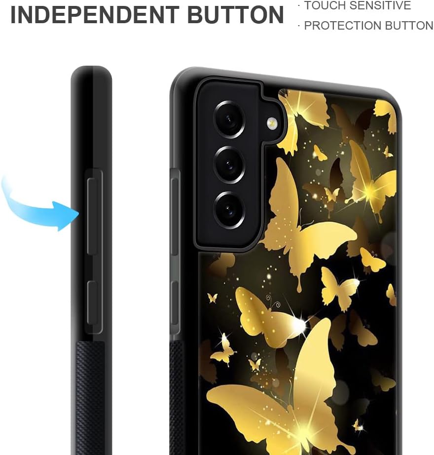 ZHEGAILIAN Funda compatible con Samsung Galaxy S21, diseño de mariposas doradas, para niñas (antideslizante, absorción de impactos), funda de TPU