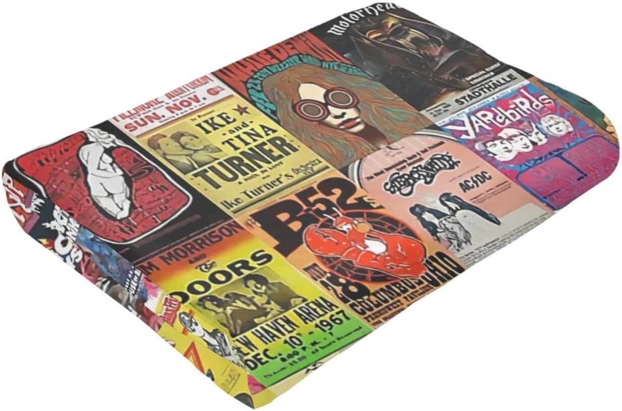 Manta de franela con collage de bandas de rock, ligera y acogedora, manta suave para sofá, apta para todas las estaciones, 80 x 60 pulgadas