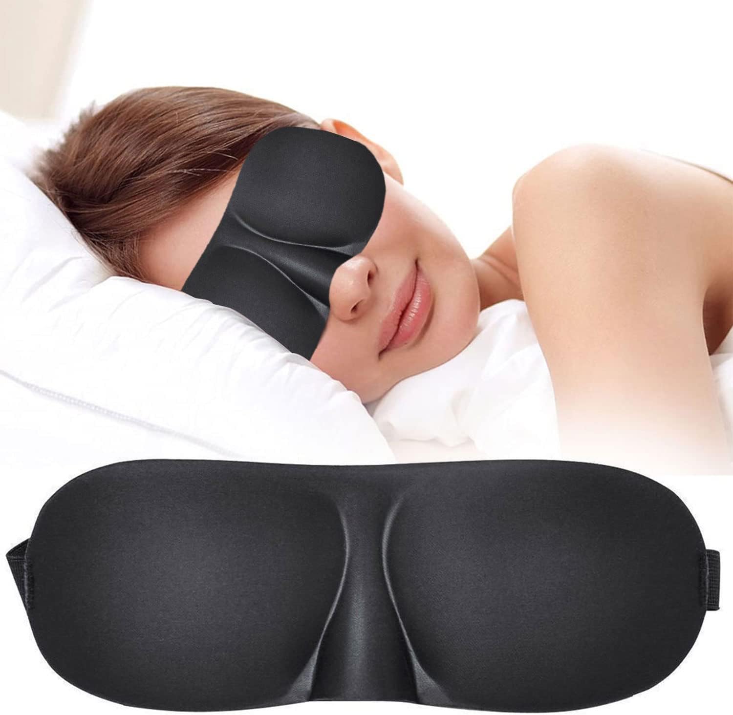 Máscara de ojos contorneada 3D para dormir, máscara de lujo para dormir con correa ajustable, suave y cómoda máscara de ojos nocturnos para hombres