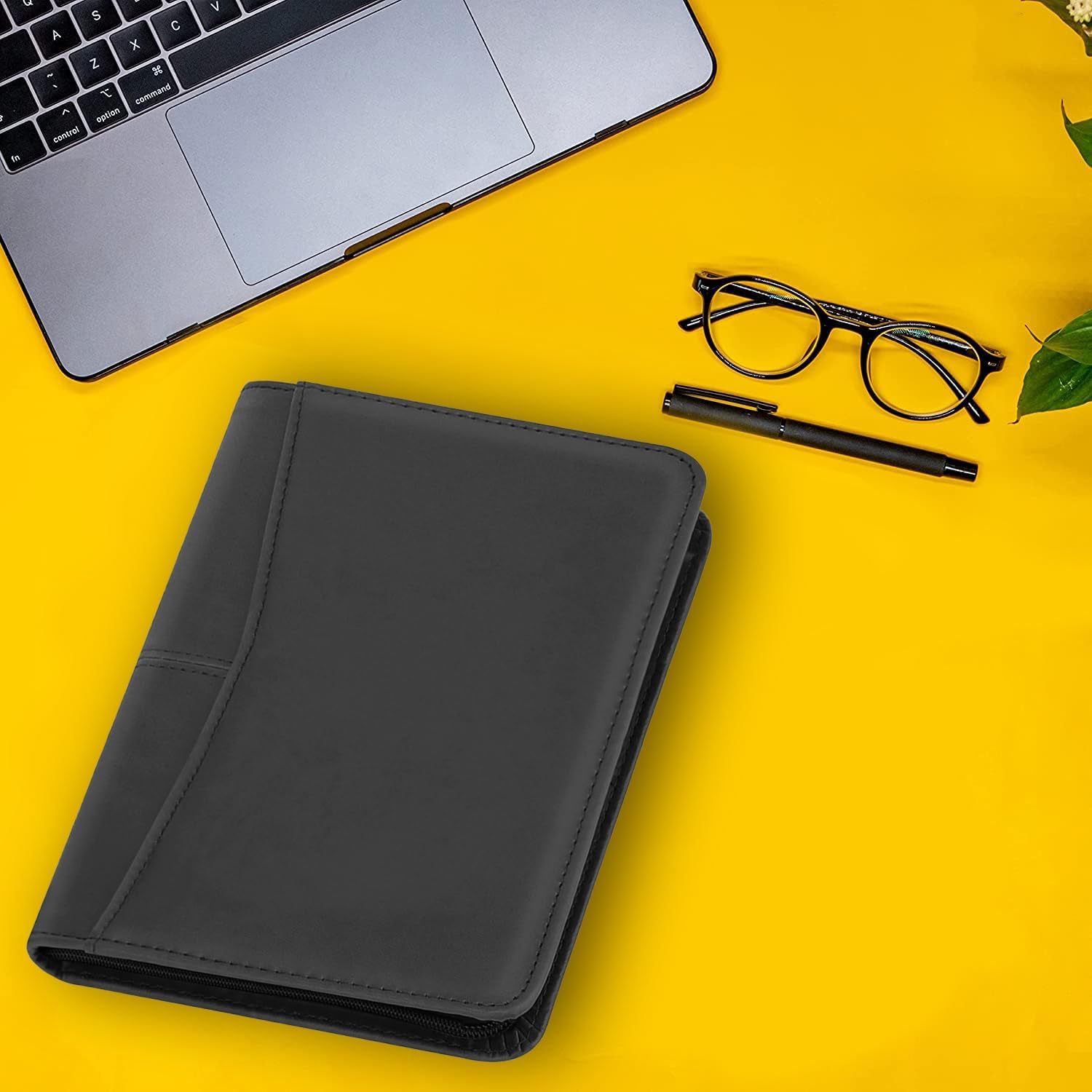 Carpeta Junior PadfolioCurrículum con bloc de notas forrado recargable, carpeta de padfolio A5, cartera de negocios, funda multifunción, bloc de