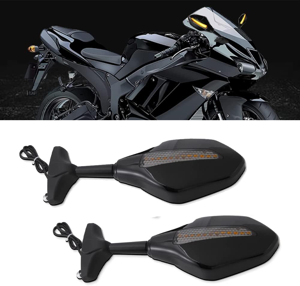 Espejos laterales integrados Espejo retrovisor motocicleta Aaccessories motocicleta LED intermitente espejos compatibles con Honda CBR600RR CBR250R