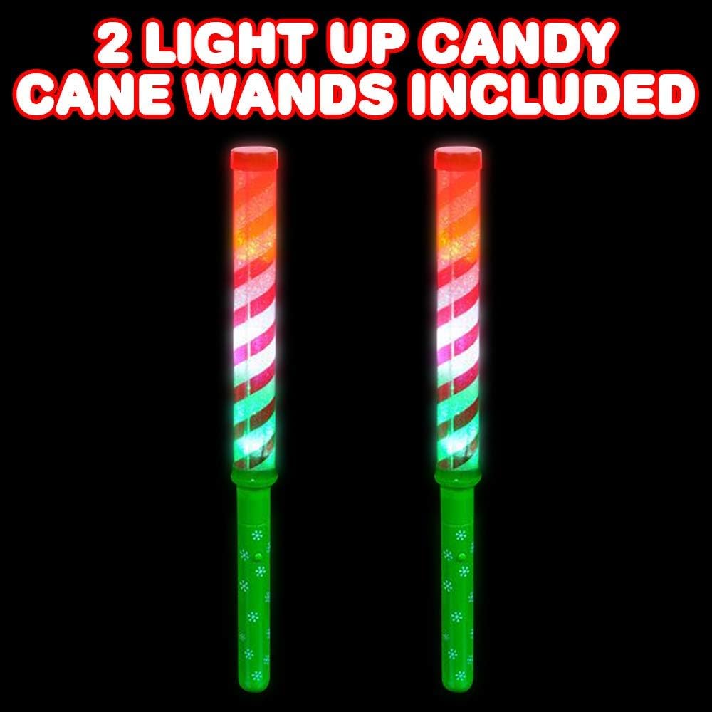 ArtCreativity Varitas de rayas de bastón de caramelo iluminadas, juego de 2, varitas LED intermitentes de 12.25 pulgadas para niños con baterías