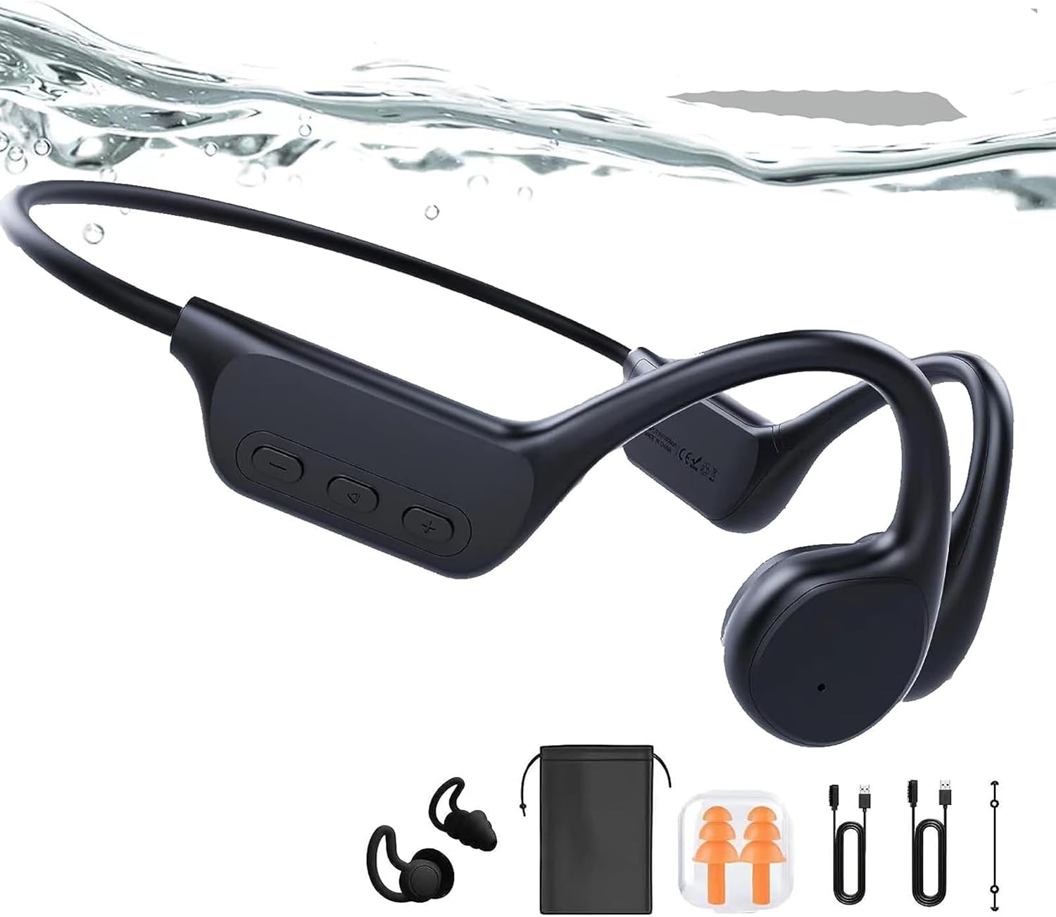 Gogailen Auriculares de conducción ósea para natación, auriculares submarinos para natación, memoria integrada de 32G IPX8 impermeable, Bluetooth