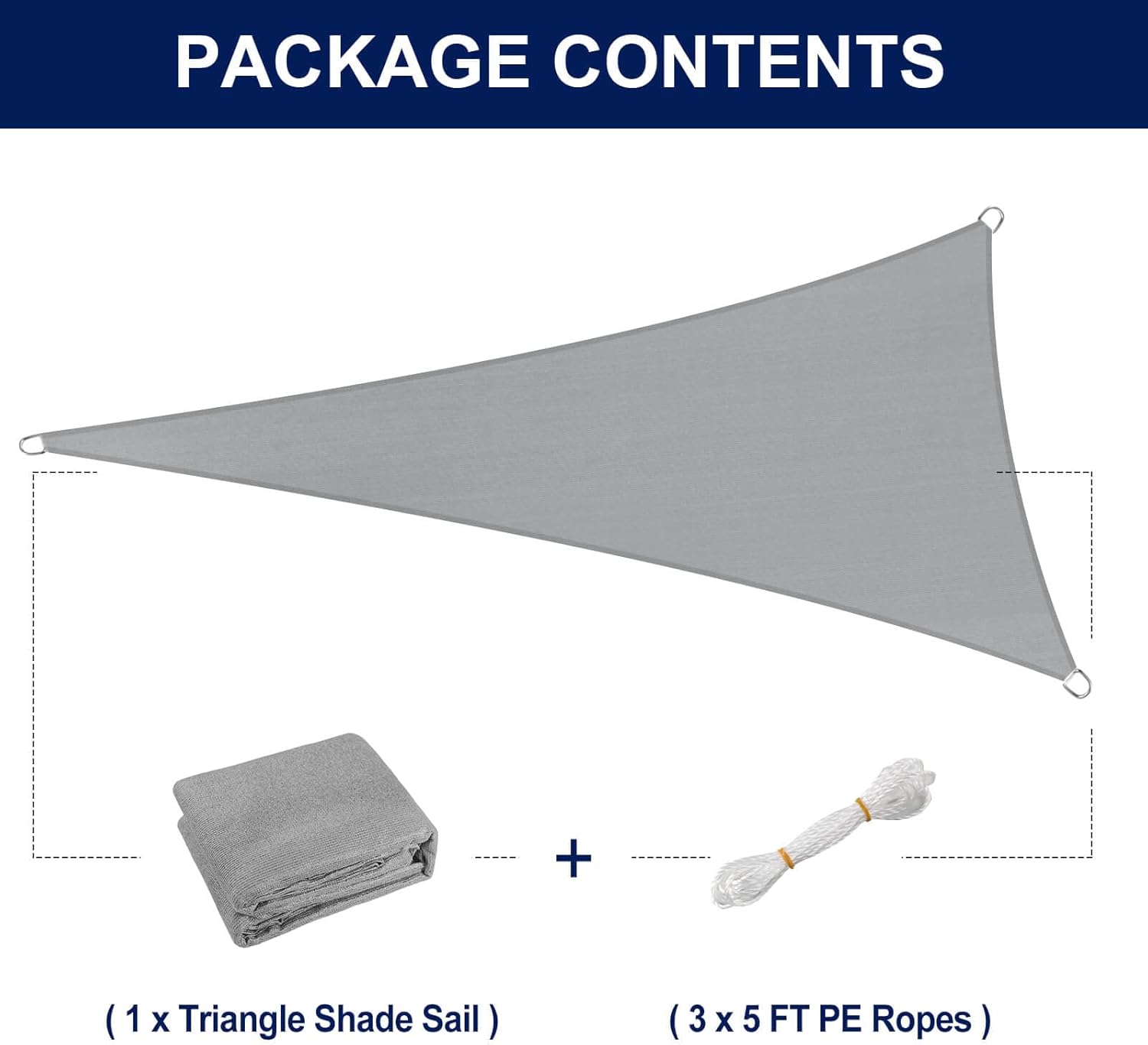 PureFit – Toldo triangular para exteriores, 8 x 8 x 8 pies, toldo de protección solar con bloqueo UV, toldo de sombra, cubierta de patio para patio