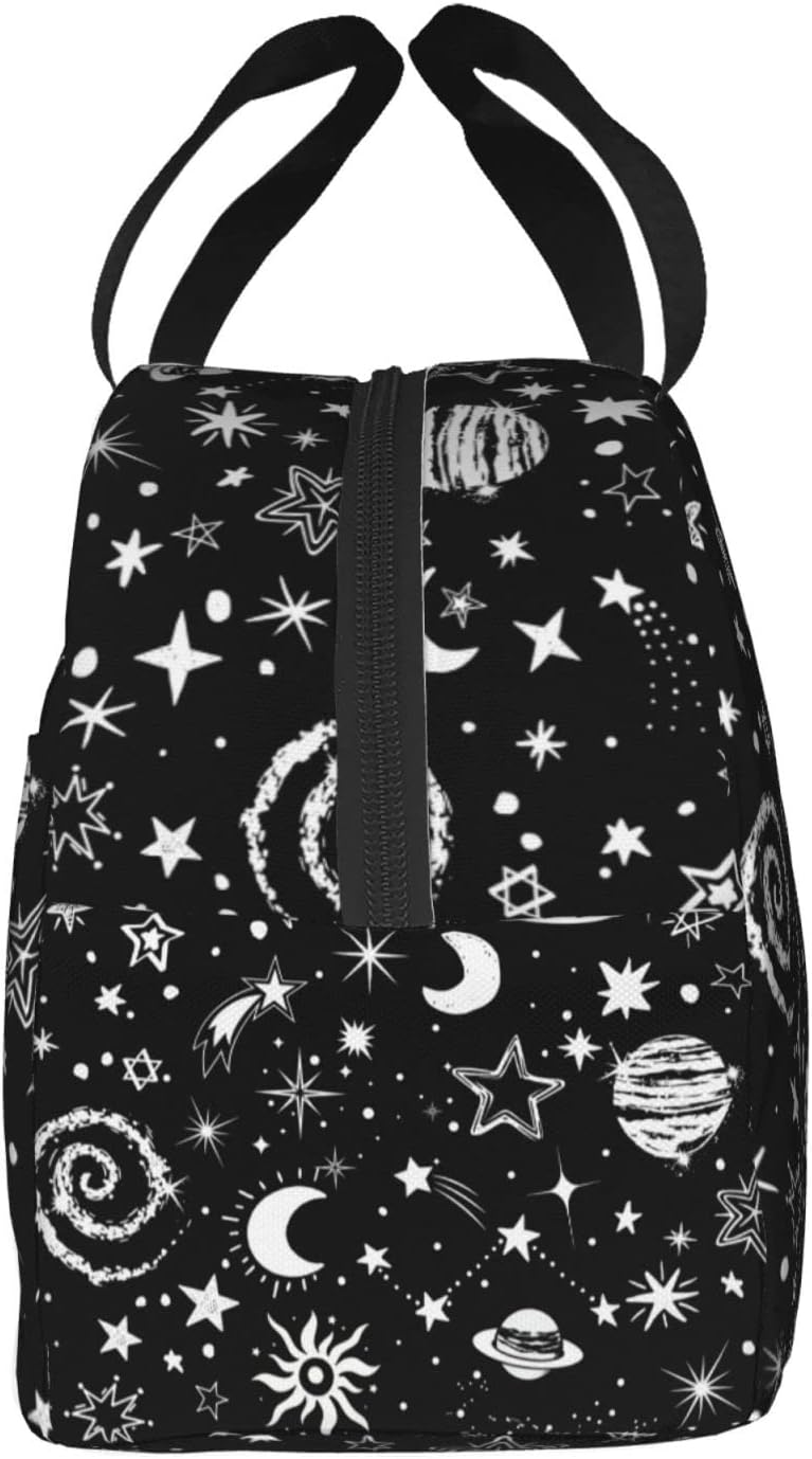 Bolsas de almuerzo espaciales para adolescentes, niños, niñas, hombres y mujeres, lonchera de estrella y luna, reutilizable, estética, para la