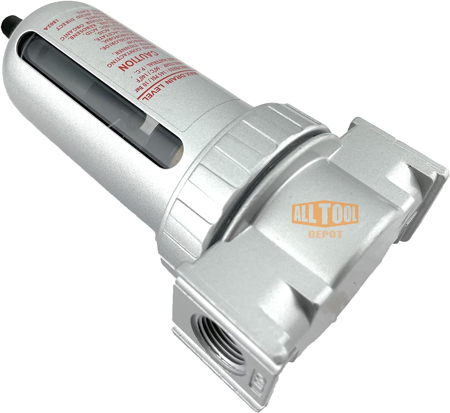 Filtro de partículas de flujo medio NPT de 14 “NPT para líneas de aire comprimido, 5u con cuenco de polietileno y protector de cuenco de metal (AUTO