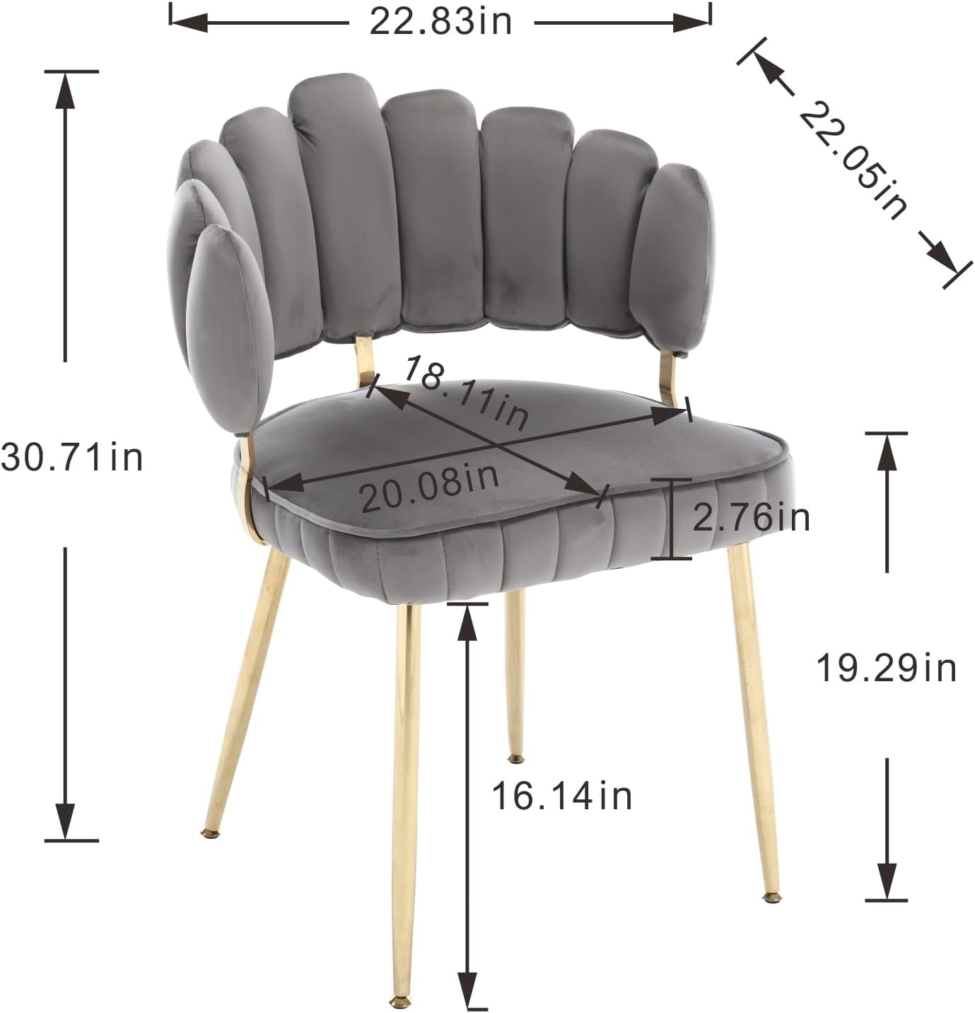 MOONMISS Juego de 2 sillas de comedor de terciopelo, sillas decorativas modernas con respaldo irregular, silla auxiliar tapizada con patas de metal