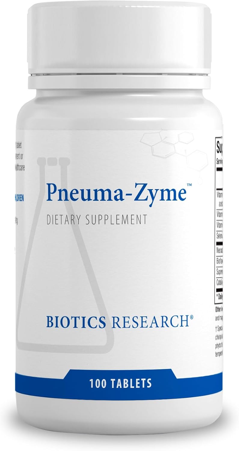 BIOTICS Investigación Pneuma-Zyme – Apoyo respiratorio con pulmón neonatal. Apoya la curación y reparación pulmonar. Salud respiratoria superior 100