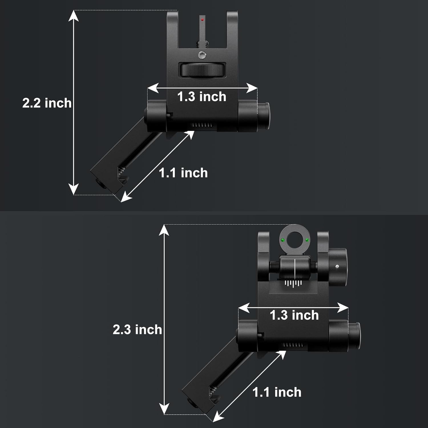Feyachi Vistas de hierro compensadas de 45 grados Flip Up BUIS Transición rápida Backup Front y Rear Iron Sight Set Picatinny Weaver Rails
