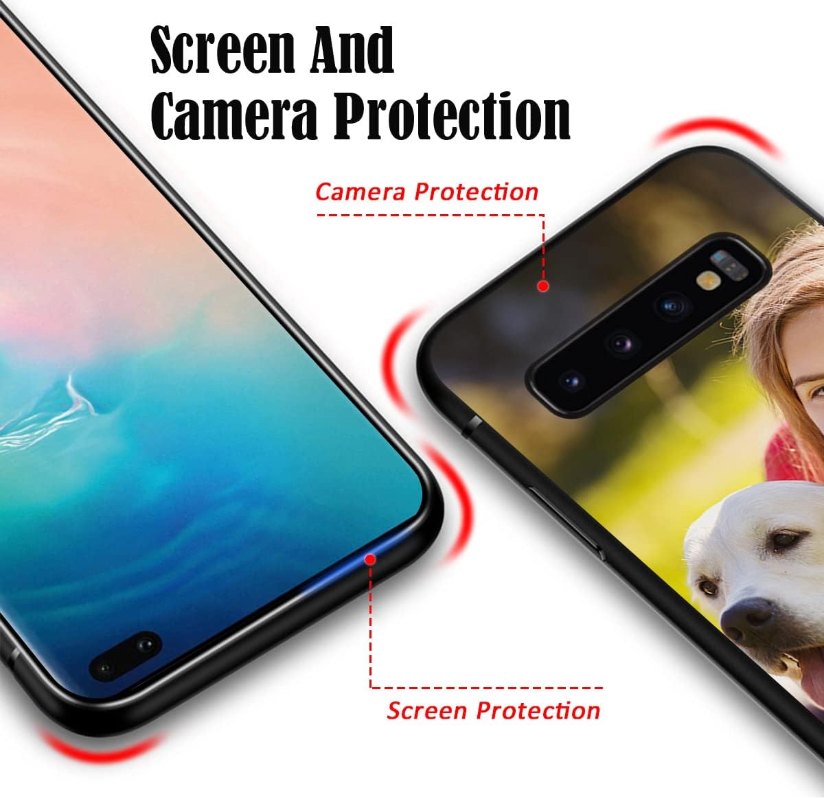 Funda personalizada para Samsung Galaxy S10 con nombre de texto y foto – Funda delgada suave personalizada S 10 (negro)