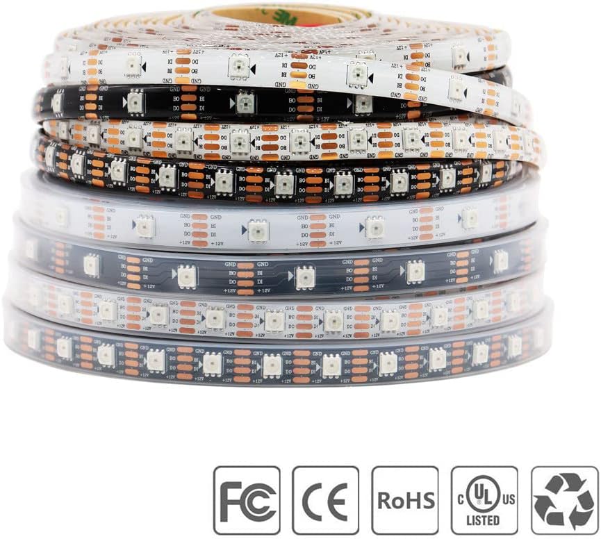 WS2815 Tira de LED RGB direccionable individualmente (actualizado WS2812B) 16.4ft 150Pixels Smart Flexible Dream Luz LED de doble señal a todo color
