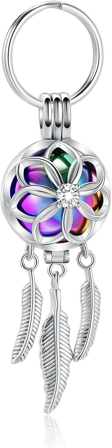 shajwo Joyería de cremación atrapasueños urna llavero para cenizas para mujeres y hombres Memorial Angel Wing Human Pet Ashes Pendant