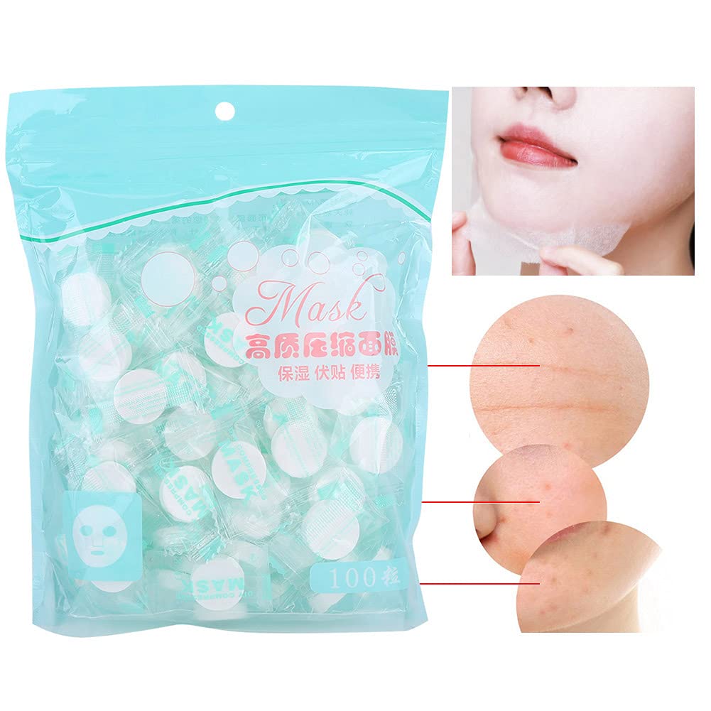 Máscara facial desechable de algodón comprimido, 100 unidades, para el cuidado de la piel, para mujeres, niñas, cuidado de belleza