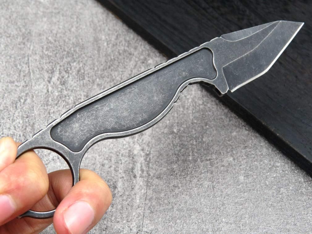 CCanku C1101 – Cuchillo de hoja fija D2, mango de acero inoxidable y funda Kydex para caza al aire libre, supervivencia y herramienta EDC (negro)