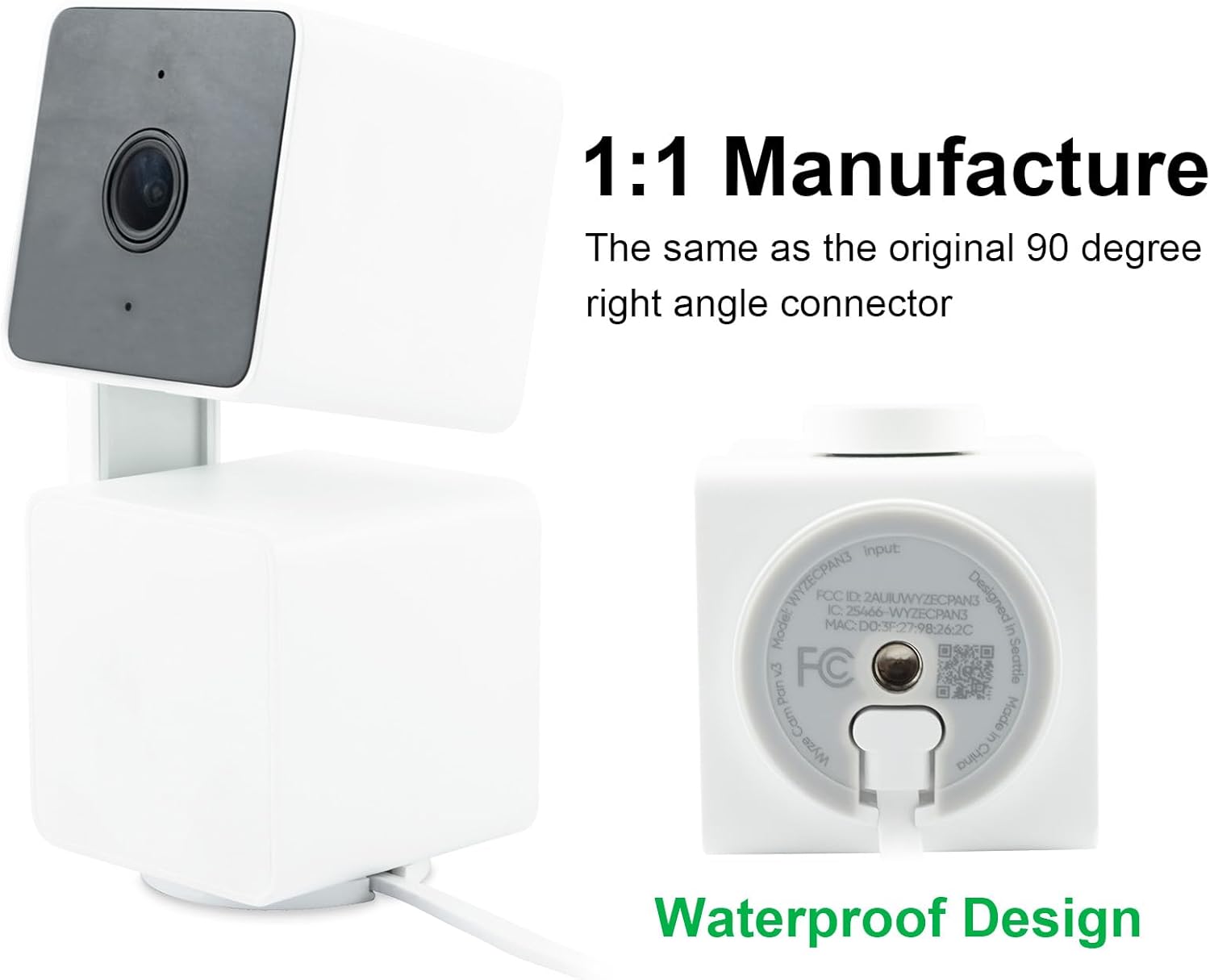 LEFXMOPHY Paquete de 2 cables de alimentación de 20 pies para WYZE Cam Pan V3 conector en forma de L de 90 grados, cable de carga micro USB en