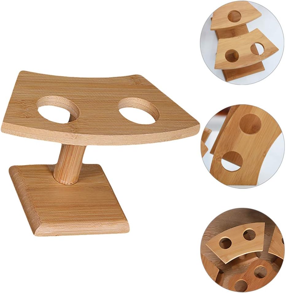Decoración de madera japonesa Soporte de cono de helado Soporte de 2 agujeros Soporte de exhibición de cono de gofres de madera, soporte de madera