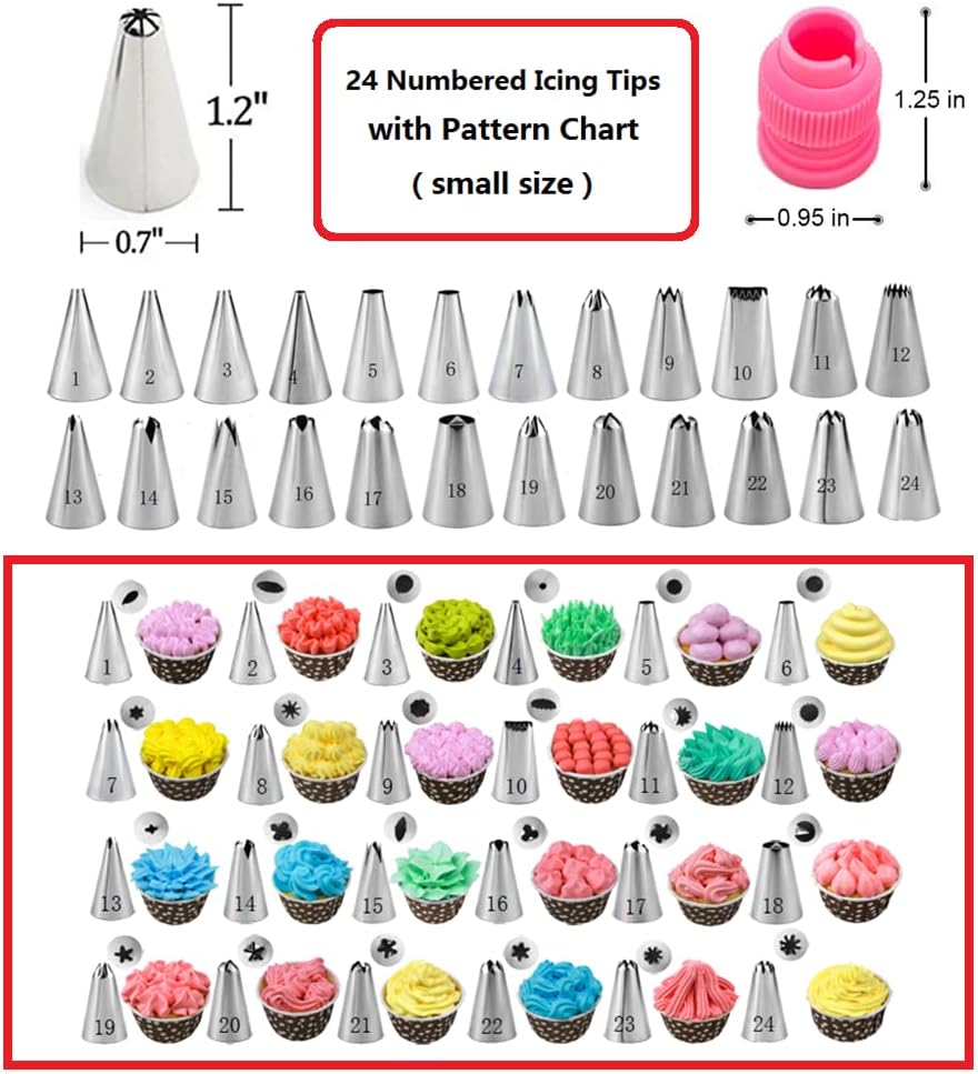 Kit de decoración de pasteles de 90 piezas con tocadiscos para pasteles, nivelador de pasteles, 24 puntas de glaseado numeradas, 2 espátulas, 3