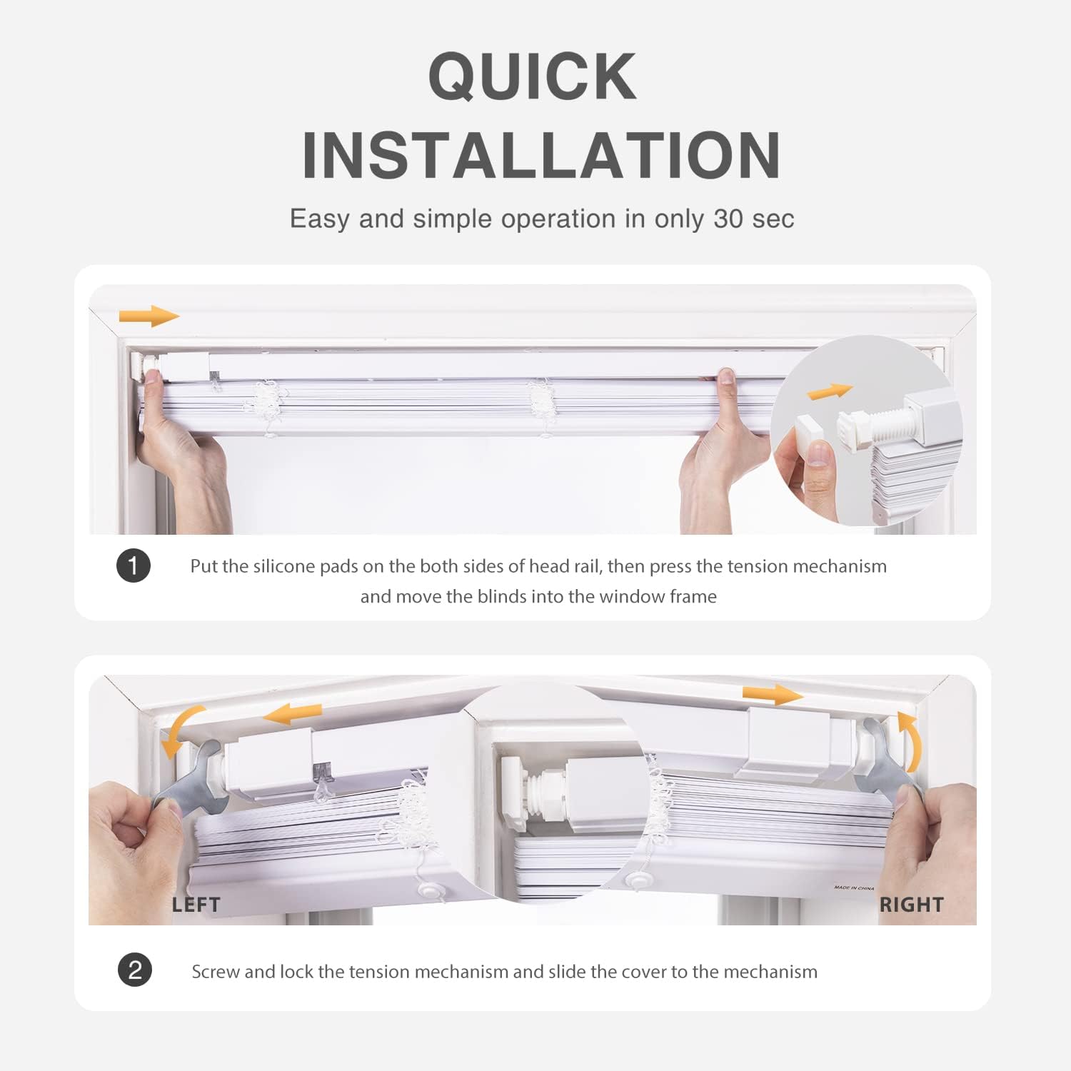 Mini persianas horizontales de vinilo sin cordón, sin herramientas, sin taladro, de 1 pulgada, persianas que filtran la luz para ventanas, persianas