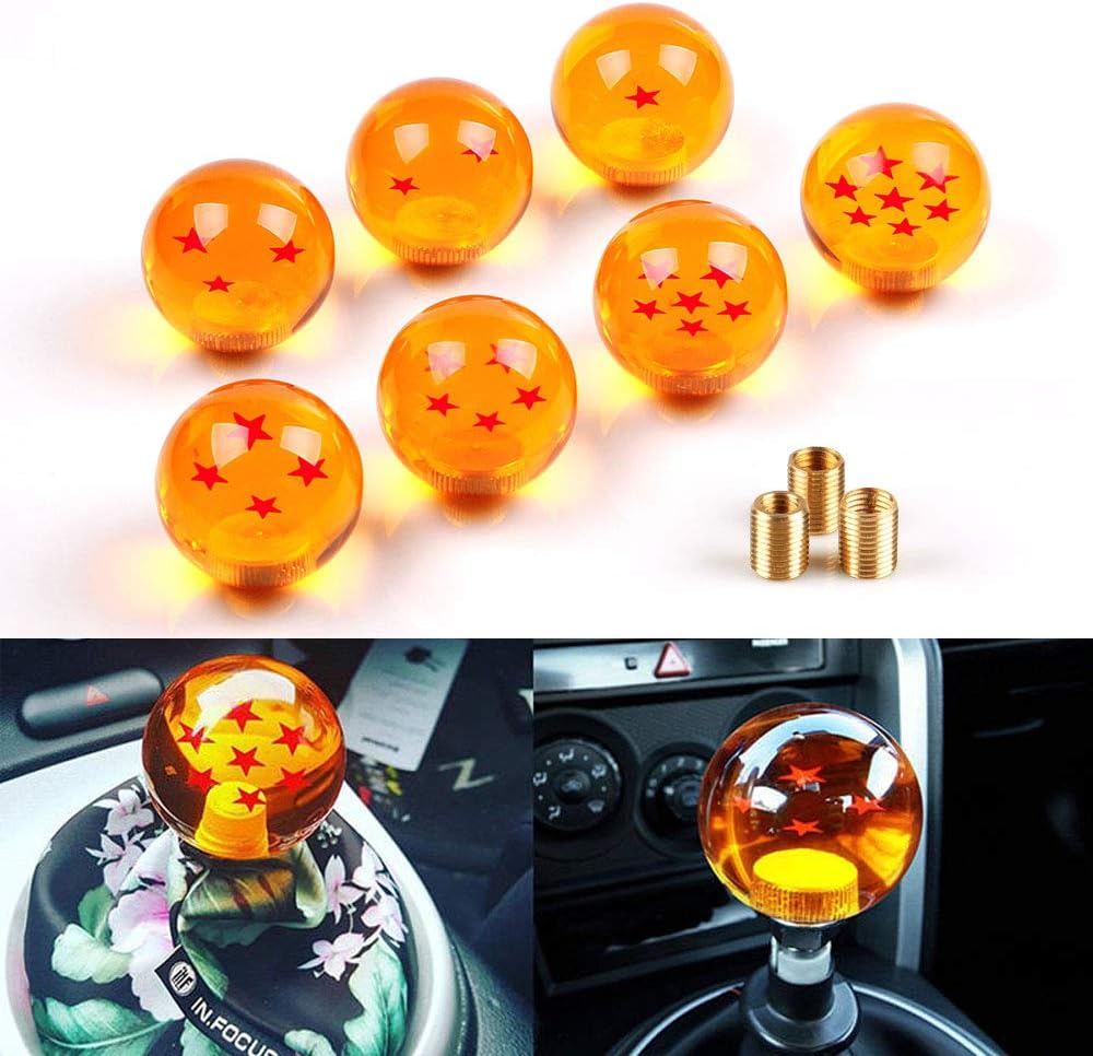 RASTP Dragon Ball Z Star – Pomo de palanca de cambios manual universal con adaptador para la mayoría de automóviles (3 estrellas)