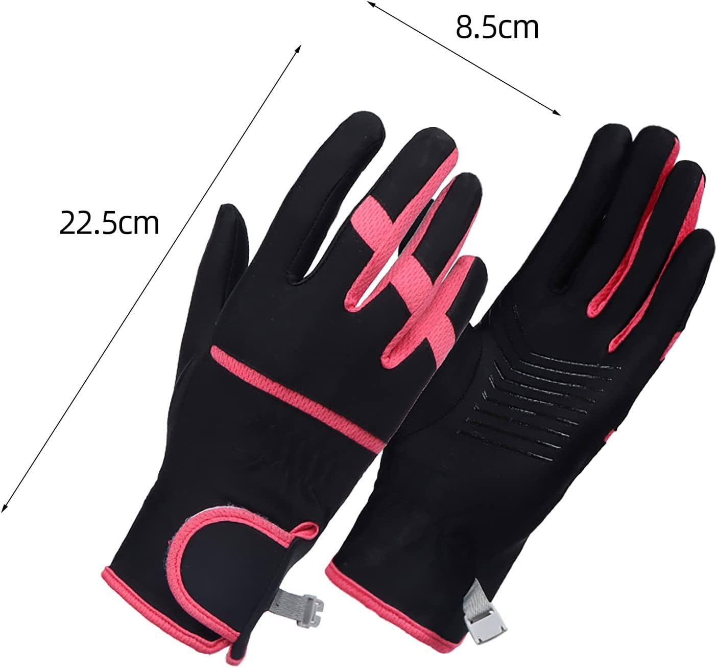 1 par de guantes de conducción de seda de hielo de verano con cinta de cierre ajustable, guantes de protección solar para mujer, con punta de dedos