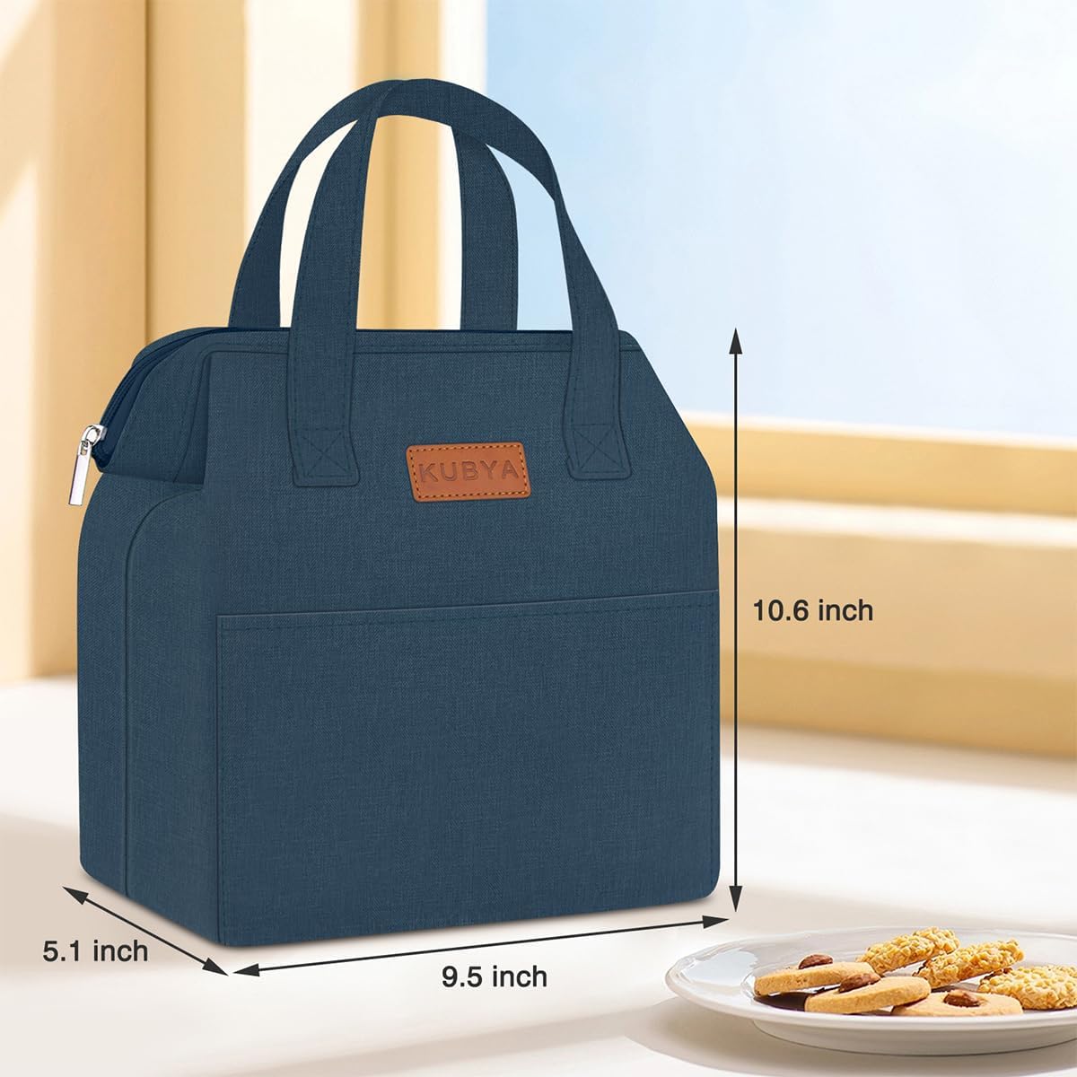 Lonchera simple para mujeres y hombres, bolsa de almuerzo aislada y 1 bolsa de almacenamiento, bolsa de almuerzo simple reutilizable para el