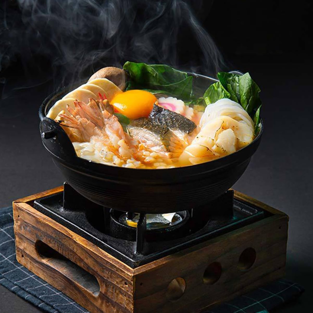 Sukiyaki olla de hierro fundido para salsa de mandarina, mini sartén de hierro fundido, caldero donabe, olla de cocina japonesa yin yang olla