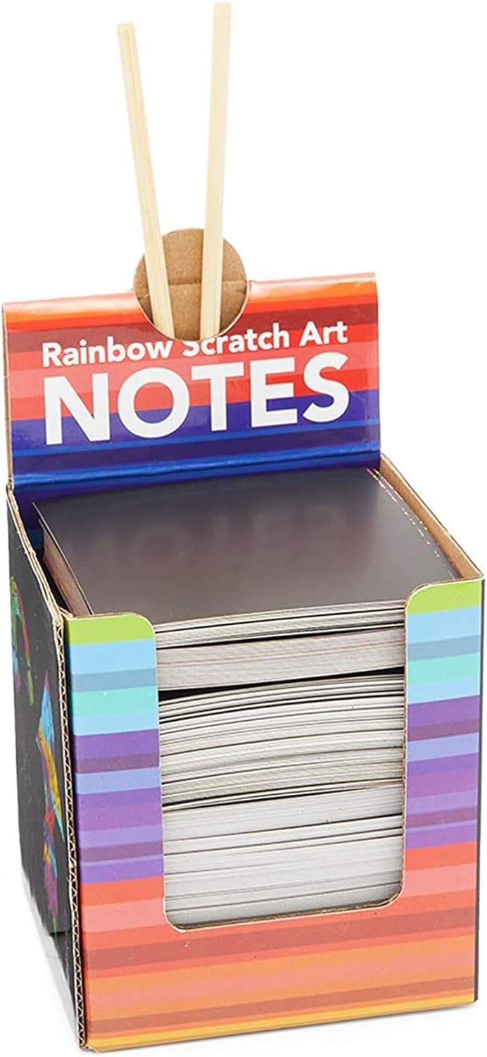 Bright Creations Notas para raspar arcoíris con 2 lápices de madera (3.5 pulgadas, 300 hojas)