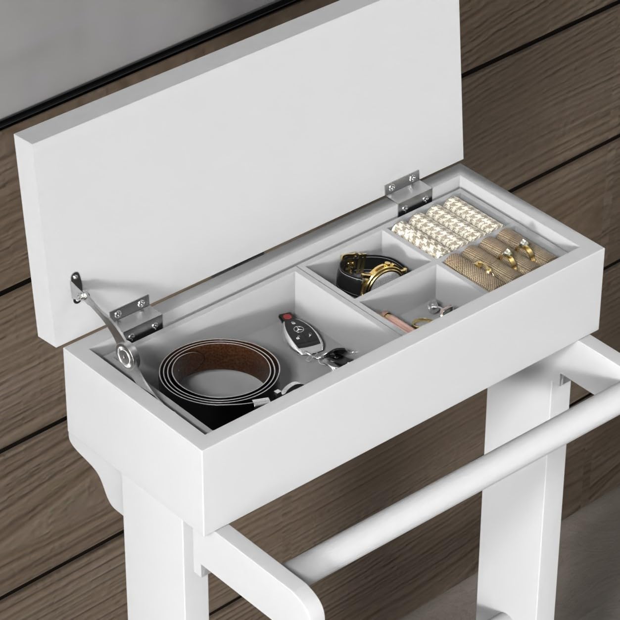 GLSCASA Soporte de valet para ropa, sombrero, organizador de almacenamiento, exhibición de pie, color blanco