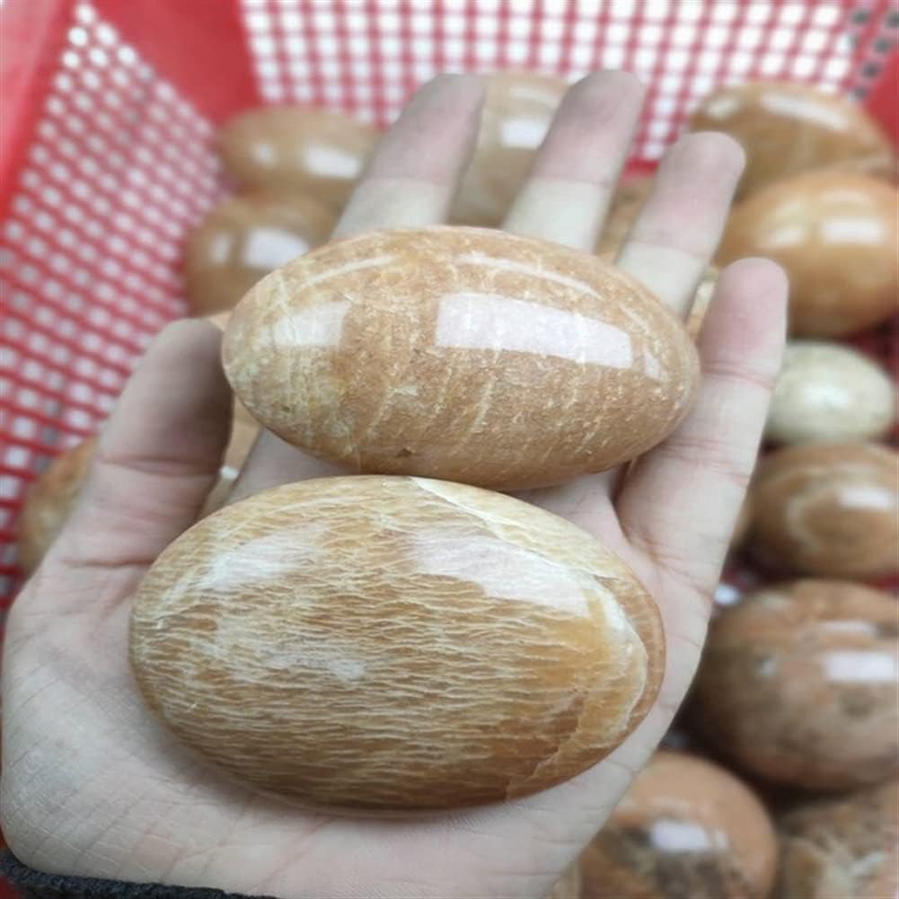 BAWHO Peach Moonstone Palm Stones Piedras naturales Stones and Crystals Natural GemstoneReiki Modern Home Decor for Decoration, Stone Generator