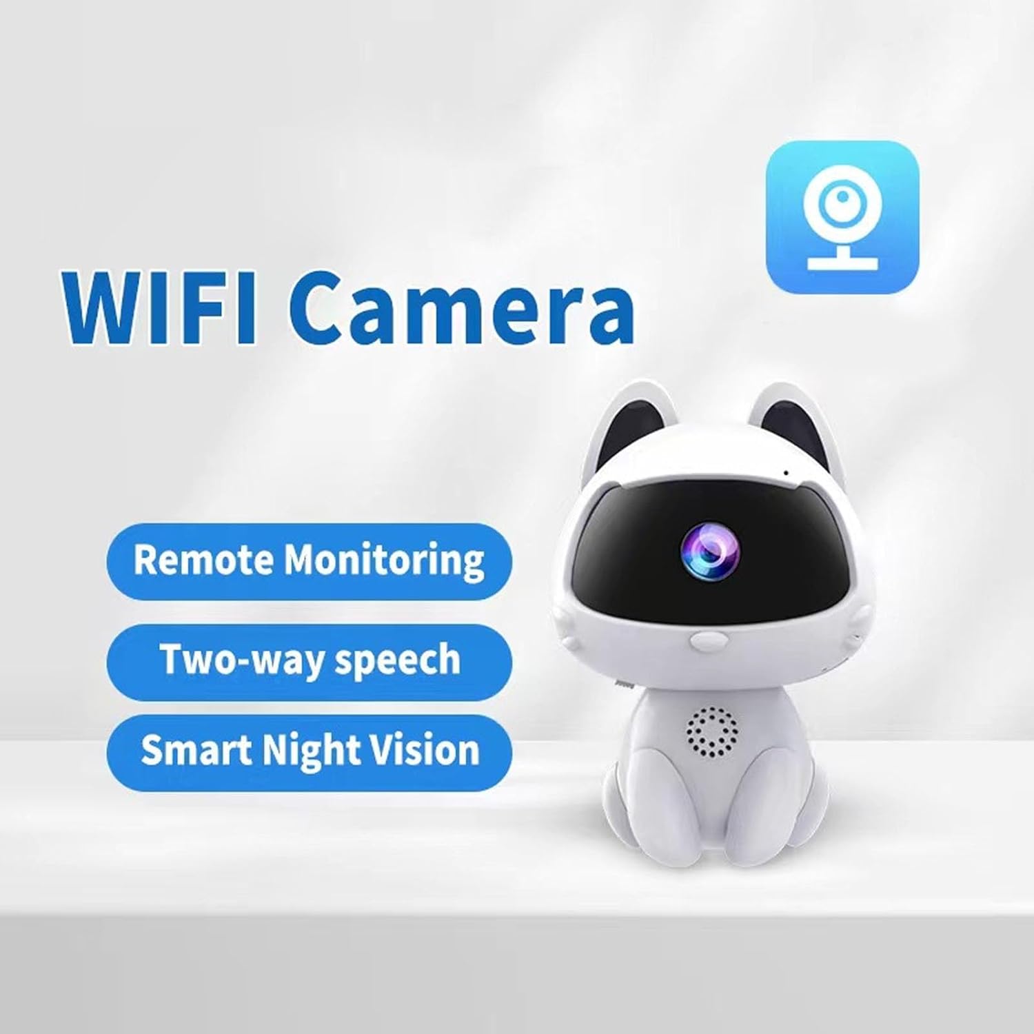 VBESTLIFE Cámara de seguridad HD robot, monitoreo remoto WiFi inteligente interior mascota perro gato cámara, cámara de seguridad para el hogar,