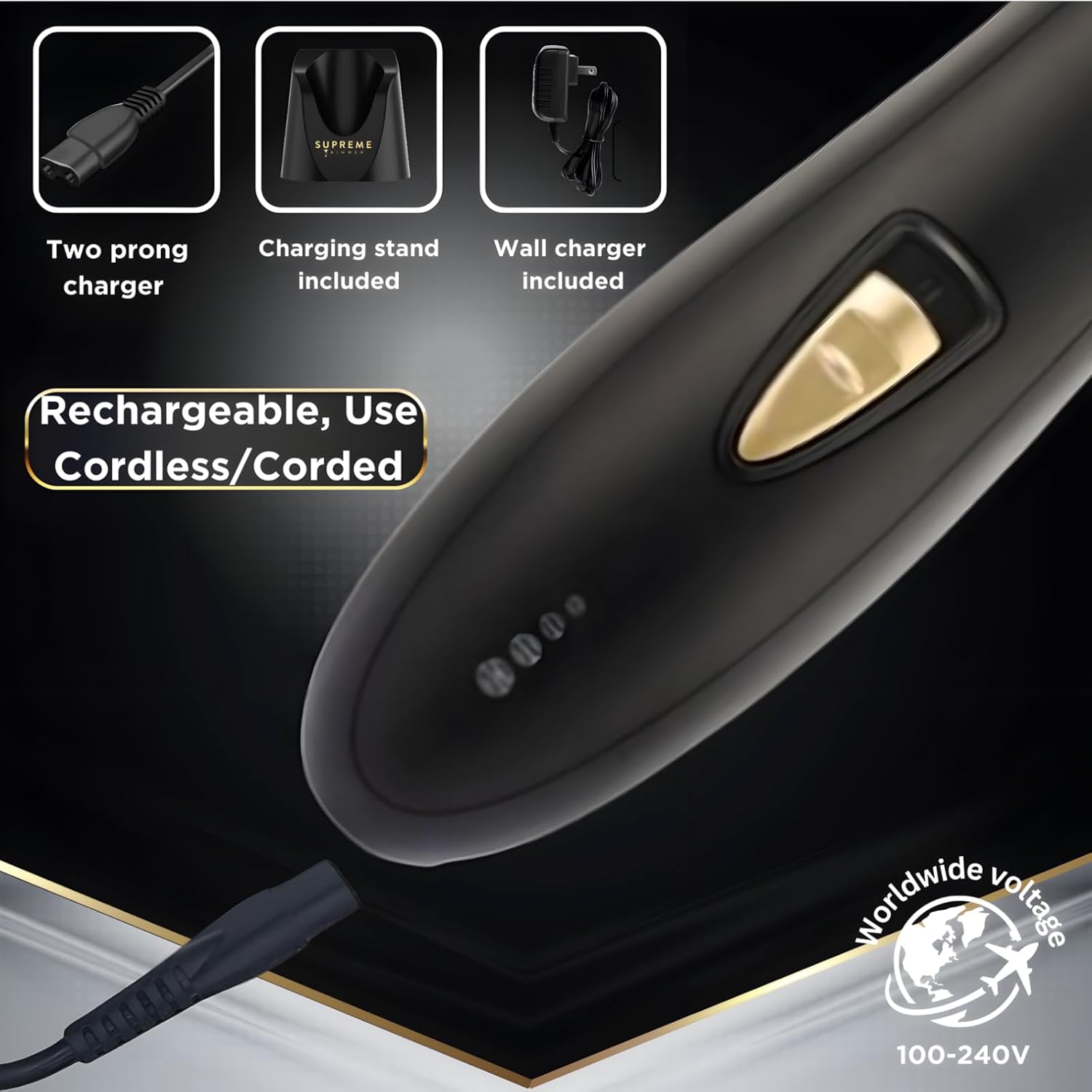 Supreme Trimmer ST5220 – Cortadora de barba de precisión para hombres, corte profesional de peluquero inalámbrico – T-Shaper Li negro (hoja