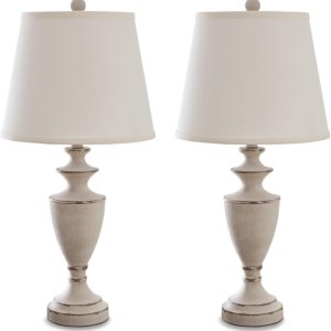 Signature Design by Ashley Dorcher – Juego de lámparas de mesa tradicionales, 2 unidades, gris antiguo Signature Design by Ashley Dorcher – Juego de lámparas de mesa tradicionales, 2 unidades, gris antiguo