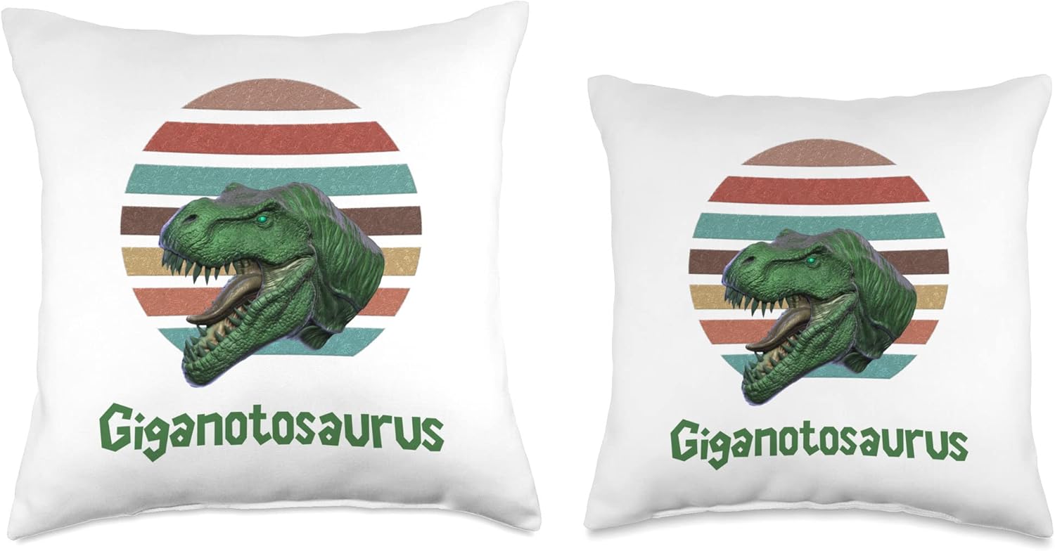 Giganotosaurus Dinosaur Retro Father’s Day 2023 Giganotosaurus Retro T rex Prehistoric Dinosaur Father’s Day Throw Pillow, 18×18, Multicolor