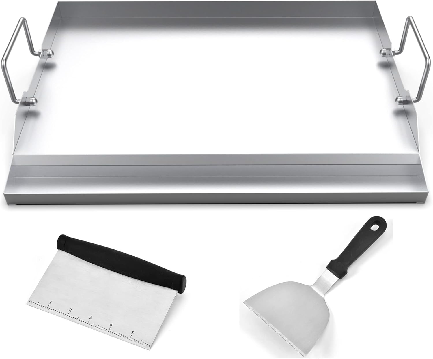 Plancha de acero inoxidable para parrilla Plancha de parrilla superior plana para parrilla de gascarbónahumador 22 x 16 pulgadas con asas