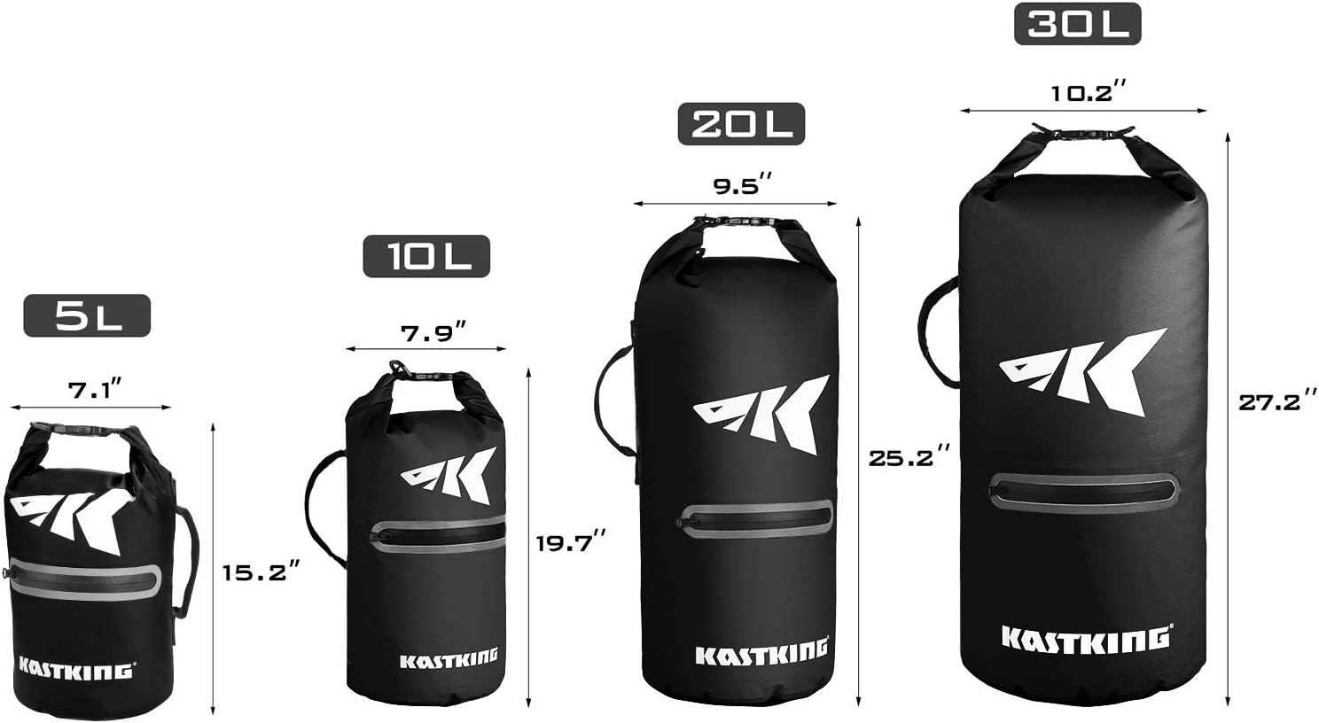 KastKing Cyclone Seal – Bolsa seca 100% impermeable con funda para teléfono, bolsillo frontal con cremallera, perfecta para playa, pesca, kayak,