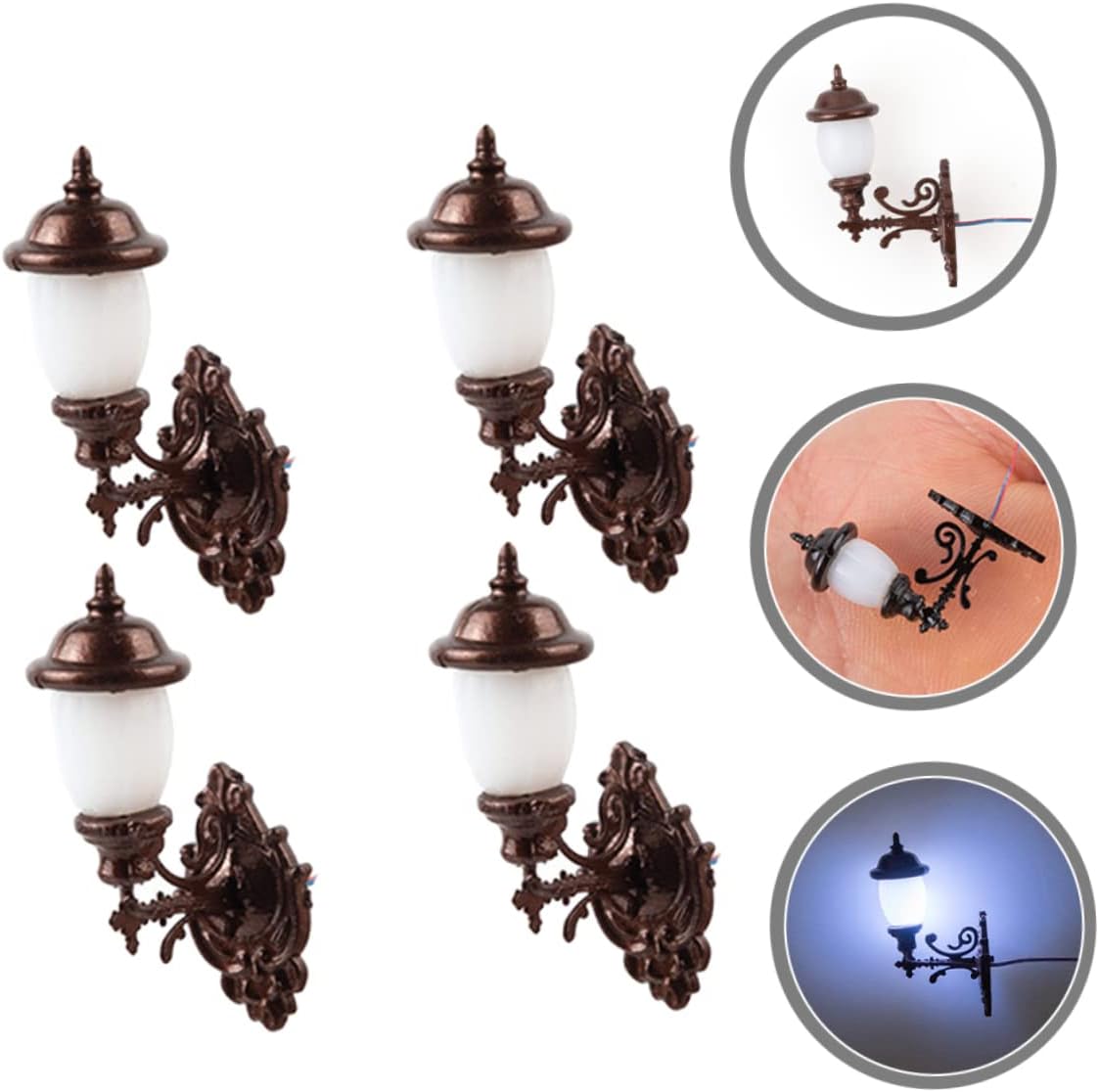 Luz de pared para casa de muñecas, mesa de arena, materiales de construcción, ornamento de mesa de arena, luz de pared de batería, modelo