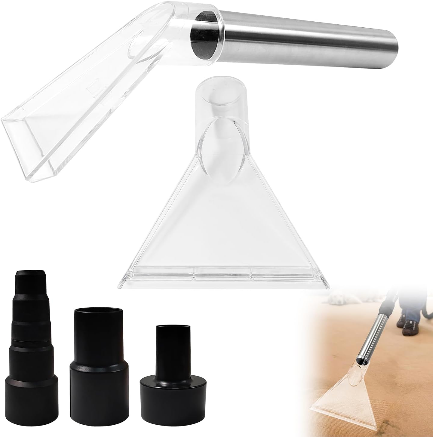 Compra accesorios extractores de vacío, aspirador extractor con 2 cabezales, 3 adaptadores, 1 tubo de acero inoxidable, accesorio extractor de vacío