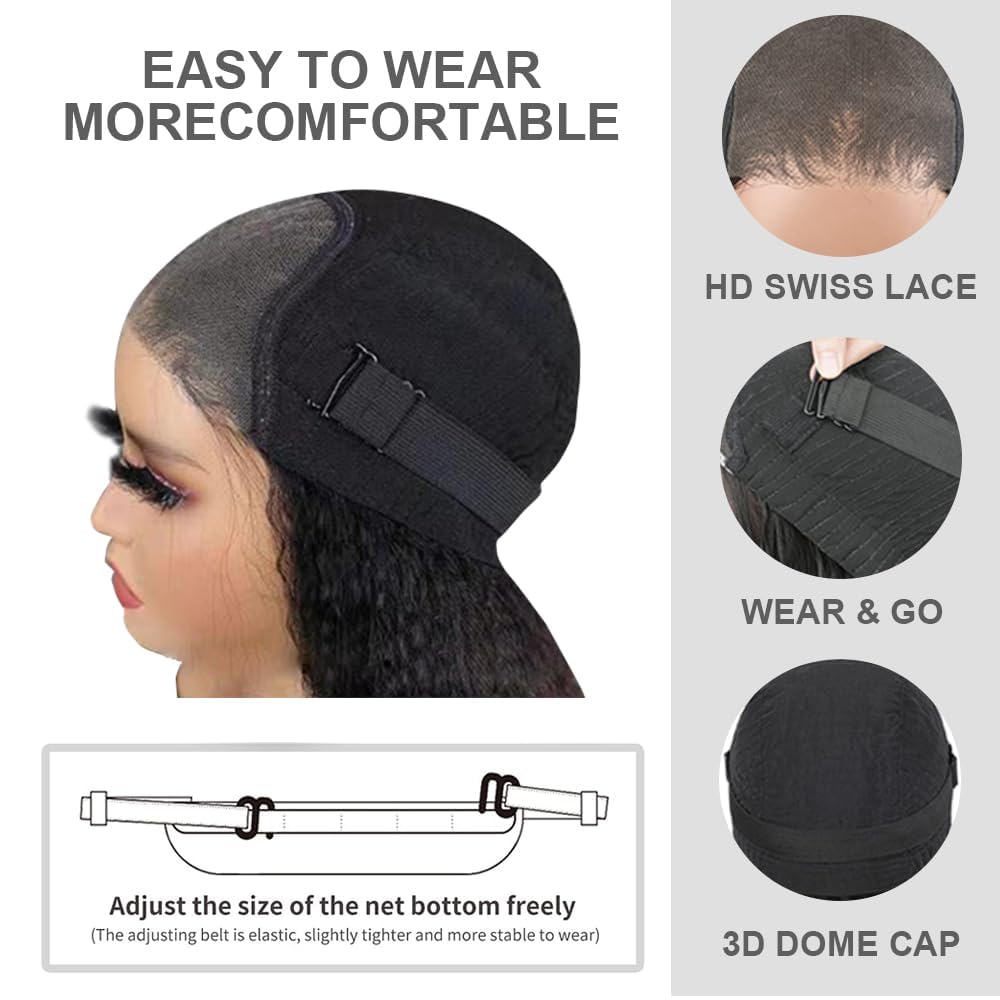 Xinjiju Peluca sin pegamento, pelucas cortas y rizadas estilo Bob para mujeres negras, cabello humano sin pegamento, 6 x 4, sin pegamento, peluca