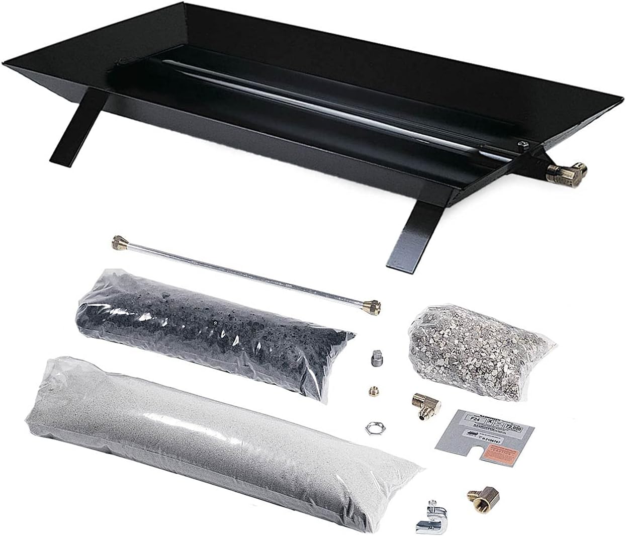 Rasmussen Kit de quemador de chimenea ventilado personalizado con patas de correa (CS36-B-N), gas natural, 36 x 16 pulgadas