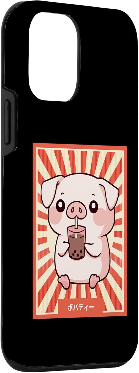 Funda de estilo japonés retro Otaku para iPhone 12 mini animé con bebidas de cerdo