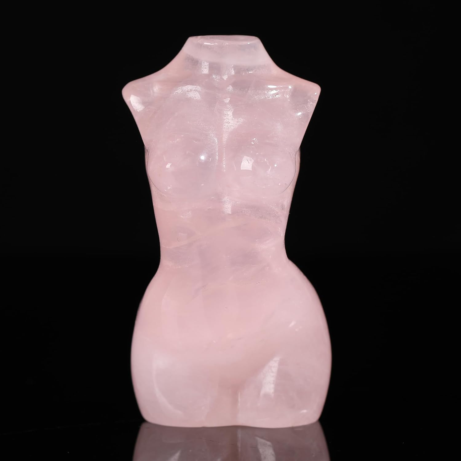 Potente estatua corporal de cristal de cuarzo rosa natural de 3 pulgadas, modelo femenino tallado a mano para curación y energía positiva,