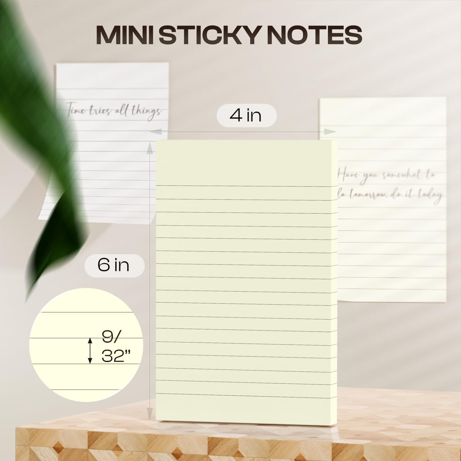 Bloc de notas adhesivas de 4 x 6, 6 blocs, notas adhesivas amarillas con líneas, 30 hojasbloc, blocs adhesivos fáciles de publicar, bloc de notas