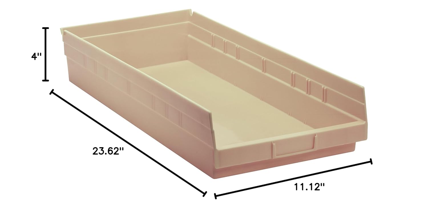 Quantum Storage QSB116IV – Paquete de 6 contenedores de almacenamiento de plástico colgantes de 4 pulgadas, 23-58 x 11-18 x 4 pulgadas, marfil
