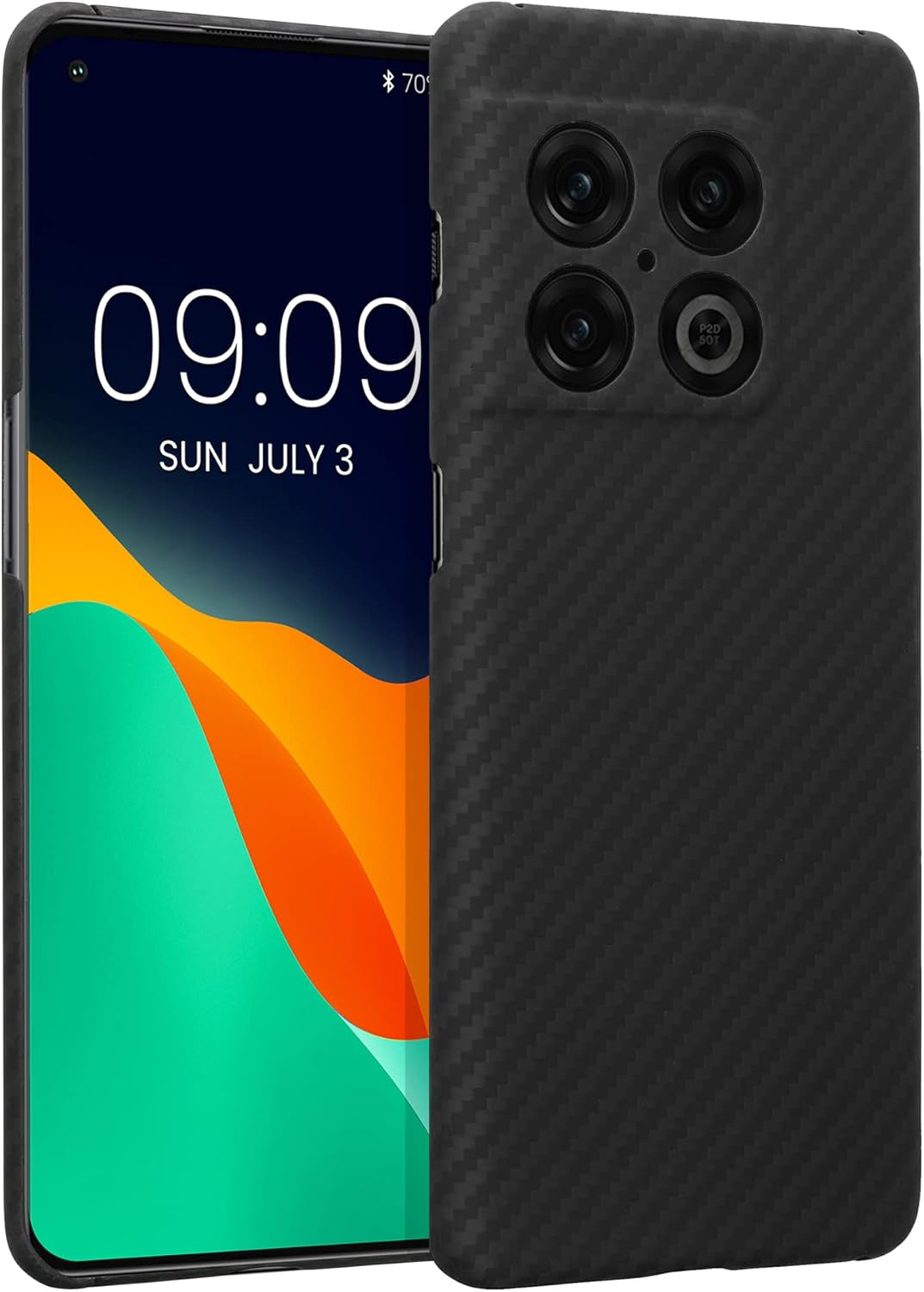 kalibri Funda de fibra de aramida compatible con OnePlus 10 Pro 5G, funda protectora súper delgada y fuerte, color negro mate