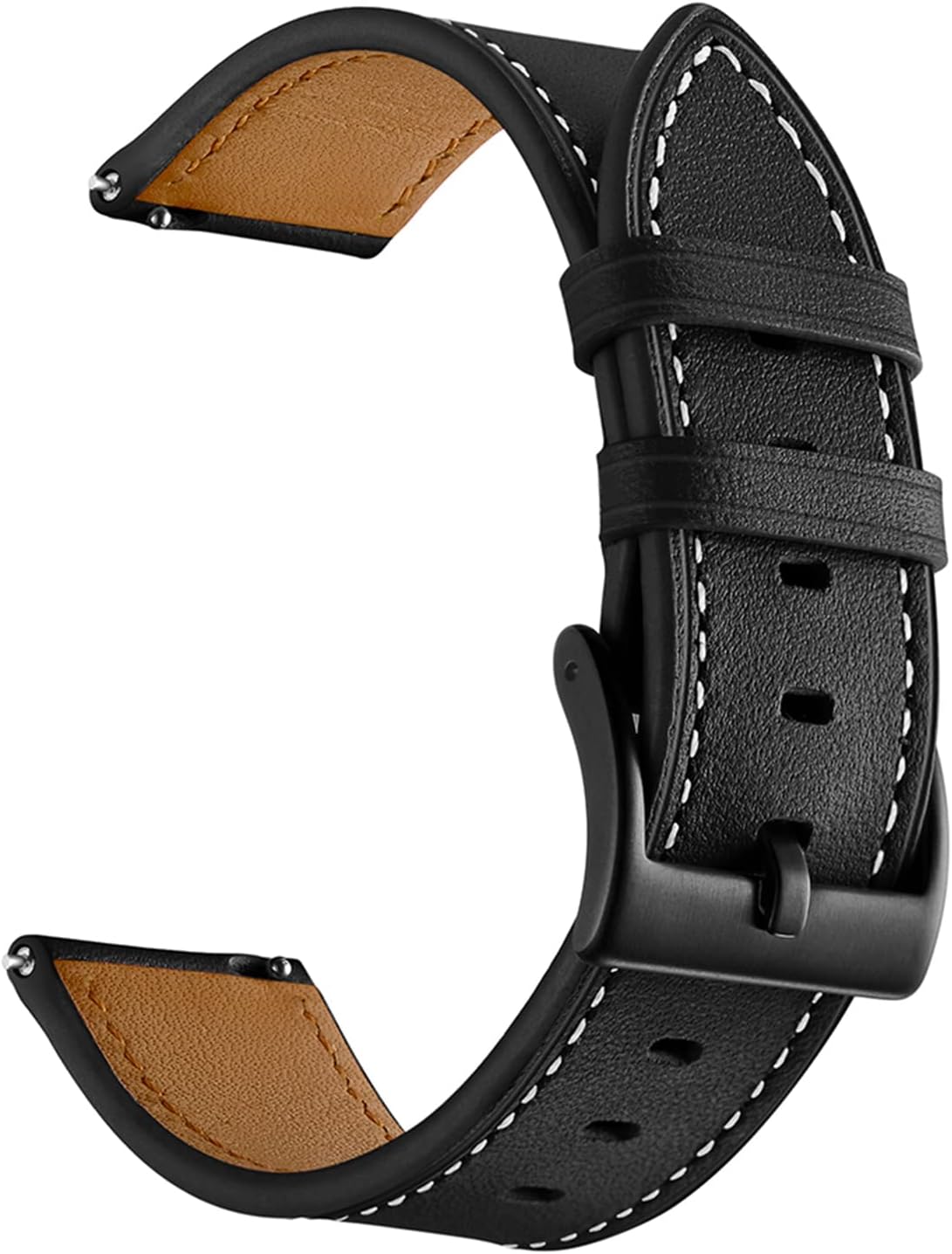 WOLLPO Correas de reloj inteligente, pulsera de repuesto de cuero, múltiples agujeros alternativos para una longitud ajustable. Correa de reloj de