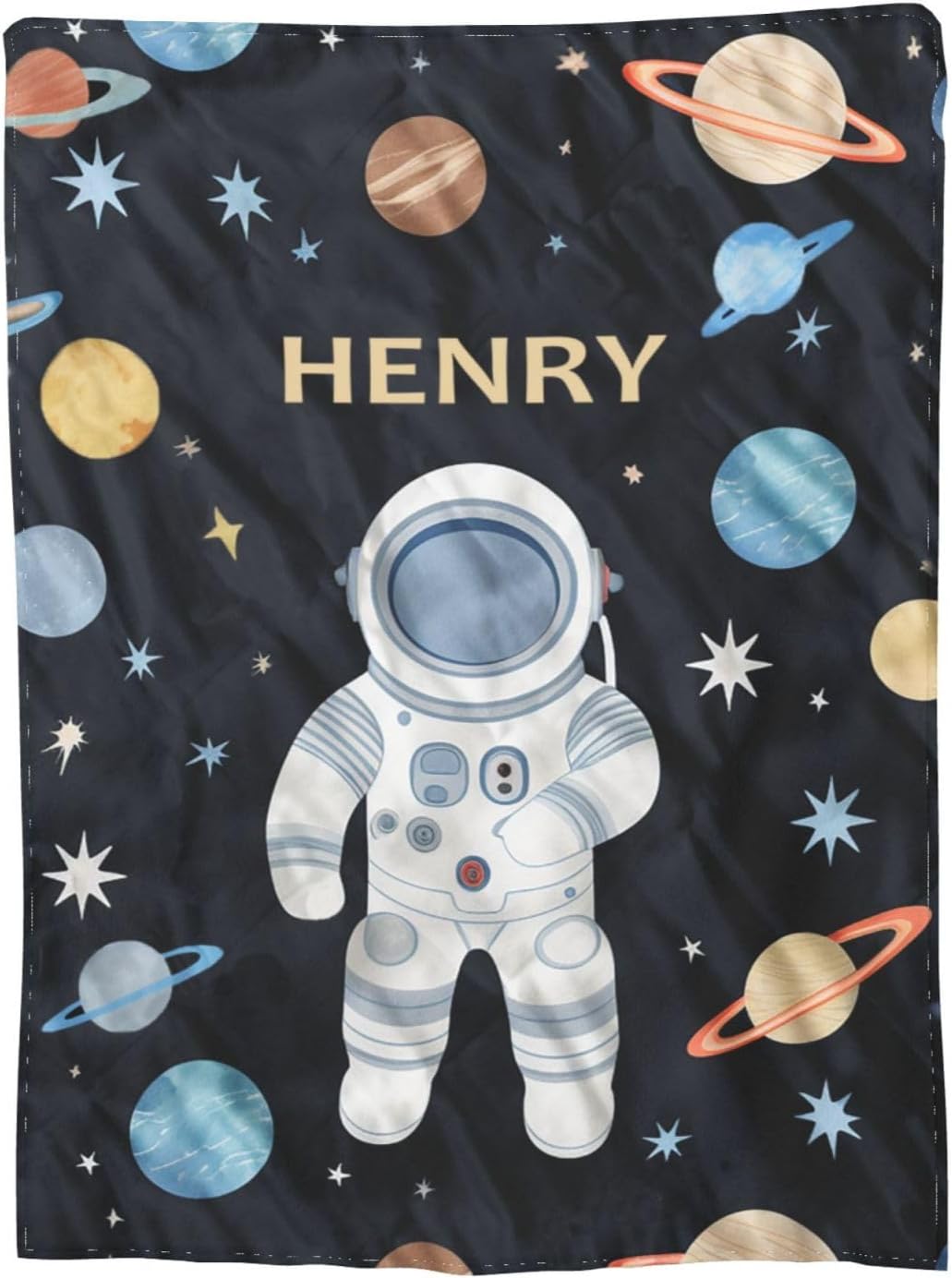 ADIKJXQH Manta espacial personalizada para niños, manta con nombre personalizada para niños y niñas, manta de astronauta personalizada, regalo para