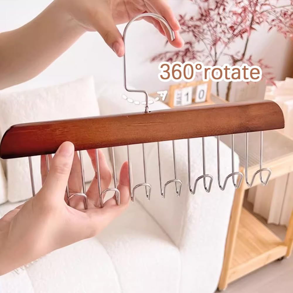 2 perchas multifuncionales antideslizantes de almacenamiento, colgador de madera para cinturón para armario con 8 ganchos, perchero antideslizante